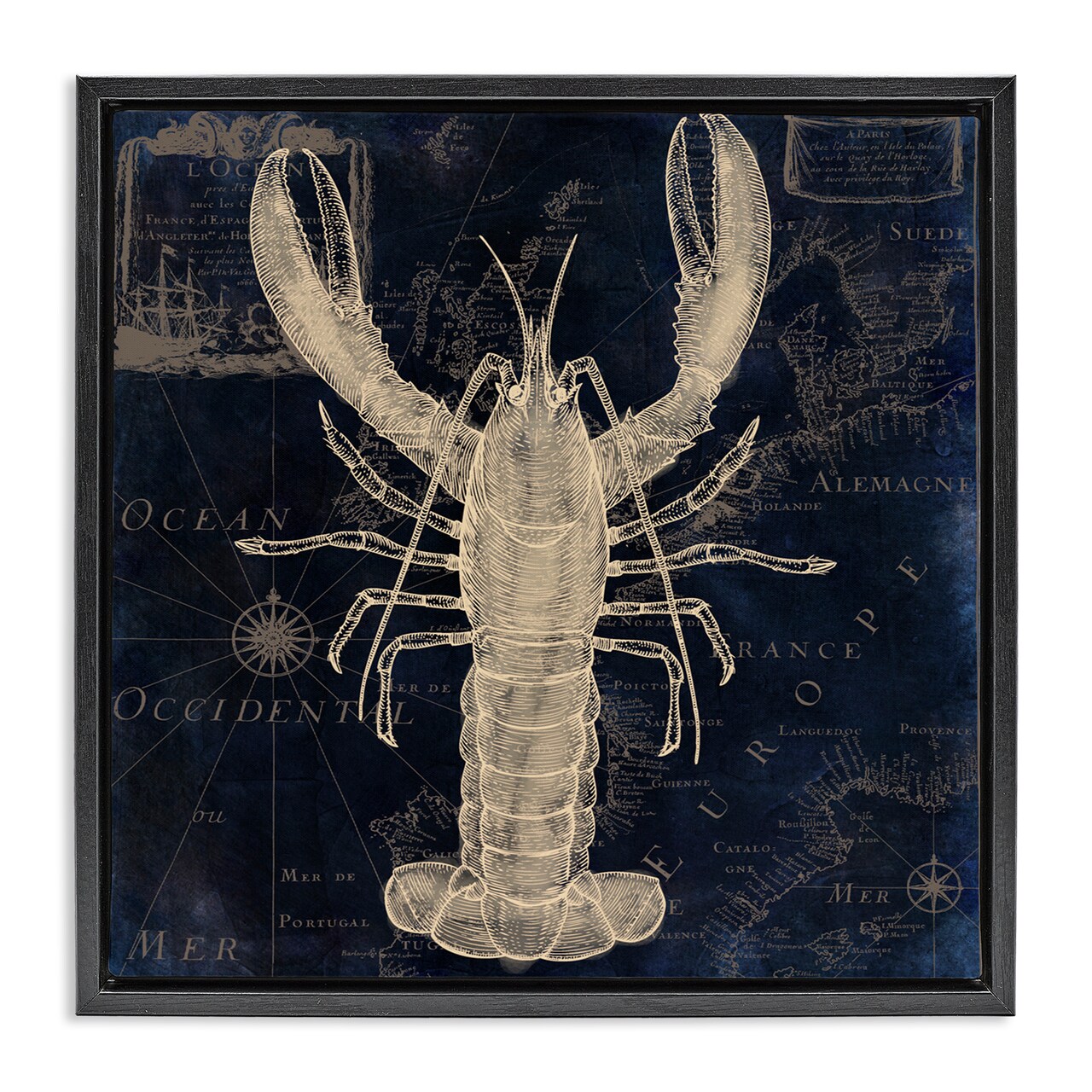 Stupell Industries Lobster Contour over Map Floating Frame, design by Sasha